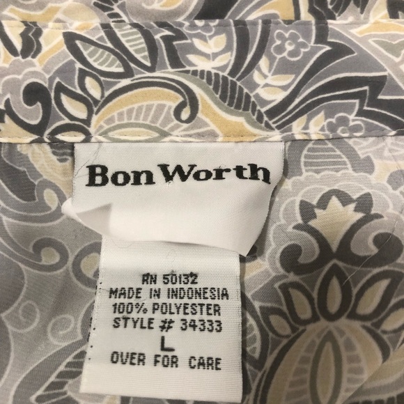 4 for $ 30 Bon Worth blouse gray and soft yellow L - Picture 6 of 6